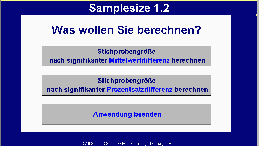 Titelbildschirm SampleSize 1.2